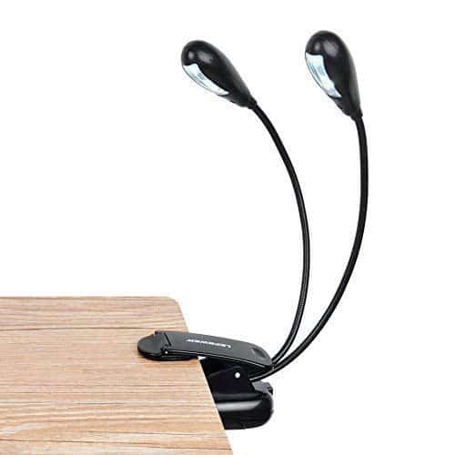 Music Stand Light, Clip on LED Book Lights, USB and AAA Battery Operated,  Reading Lamp in Bed, 4 Brightness Levels, Ideal for Musician, Piano Player