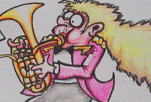 Original Artwork - Marching Lady Horn / Baritone player in Pink Jacket - Image 2